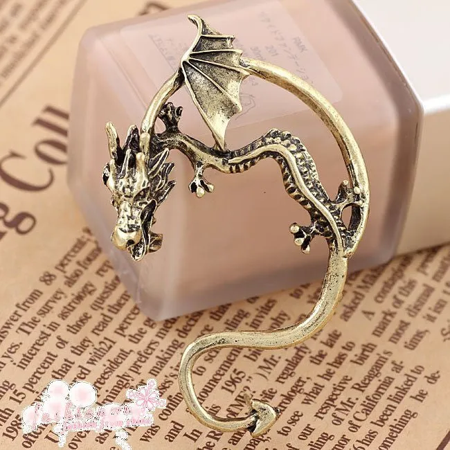 Fashion New Gothic Old Bronze Plated/Old Silver Dragon Design Earring
