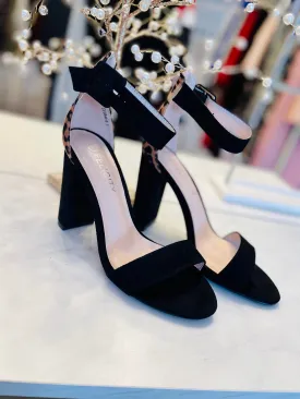 Feline Black and Cheetah Block Heel