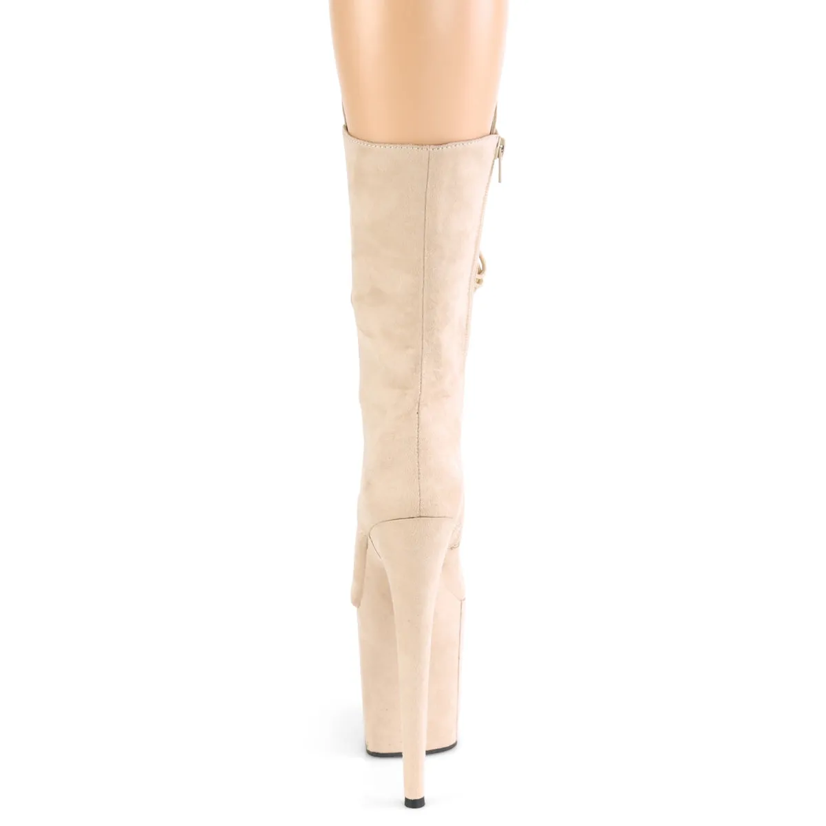 FLAMINGO-1050FS Pleaser Beige Faux Suede Sexy Platform Shoes (Pole Dancing Heels)