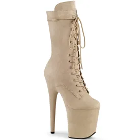 FLAMINGO-1050FS Pleaser Beige Faux Suede Sexy Platform Shoes (Pole Dancing Heels)