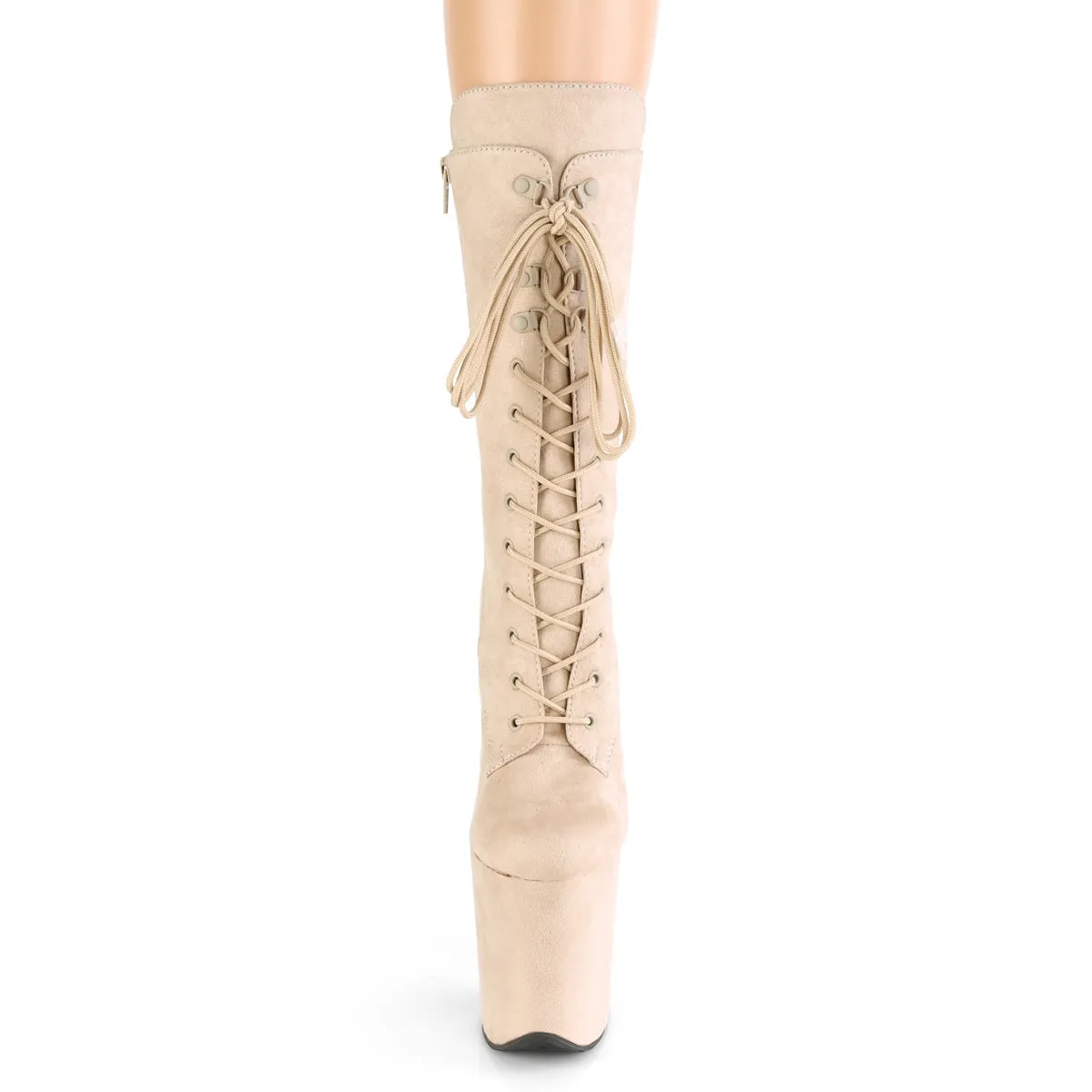 FLAMINGO-1050FS Pleaser Beige Faux Suede Sexy Platform Shoes (Pole Dancing Heels)