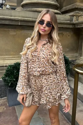 Hannah leopard print blouse and skort co-ord