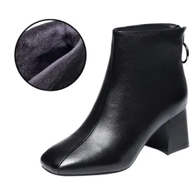 Hnzxzm Autumn Winter Shoes Women High Heels Boots Brand Women Winter Boots Fashion Ladies Ankle Boots Black Square Heel 6cm