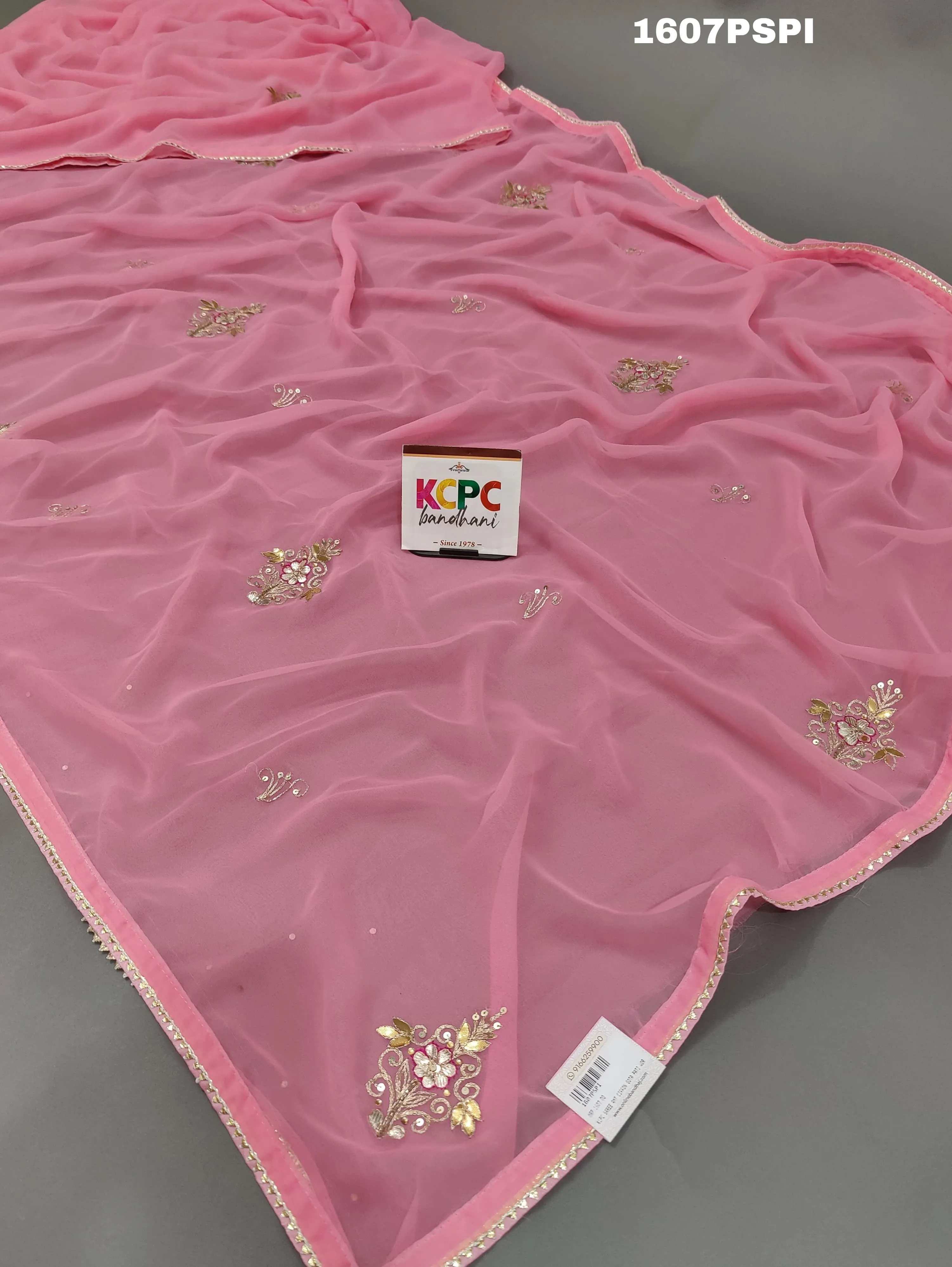 KcPc New Chiffon Gotapatti Work Lightweight Saree  AMT