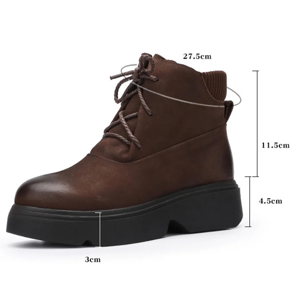 Leather Platform Round Head Winter Boots | Gift Shoes
