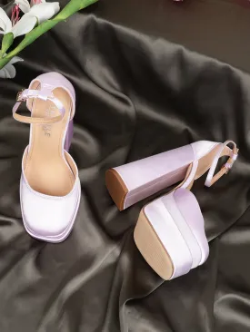Lilac Satin Strappy Block Sandals (TC-GOWN1-LILAC)