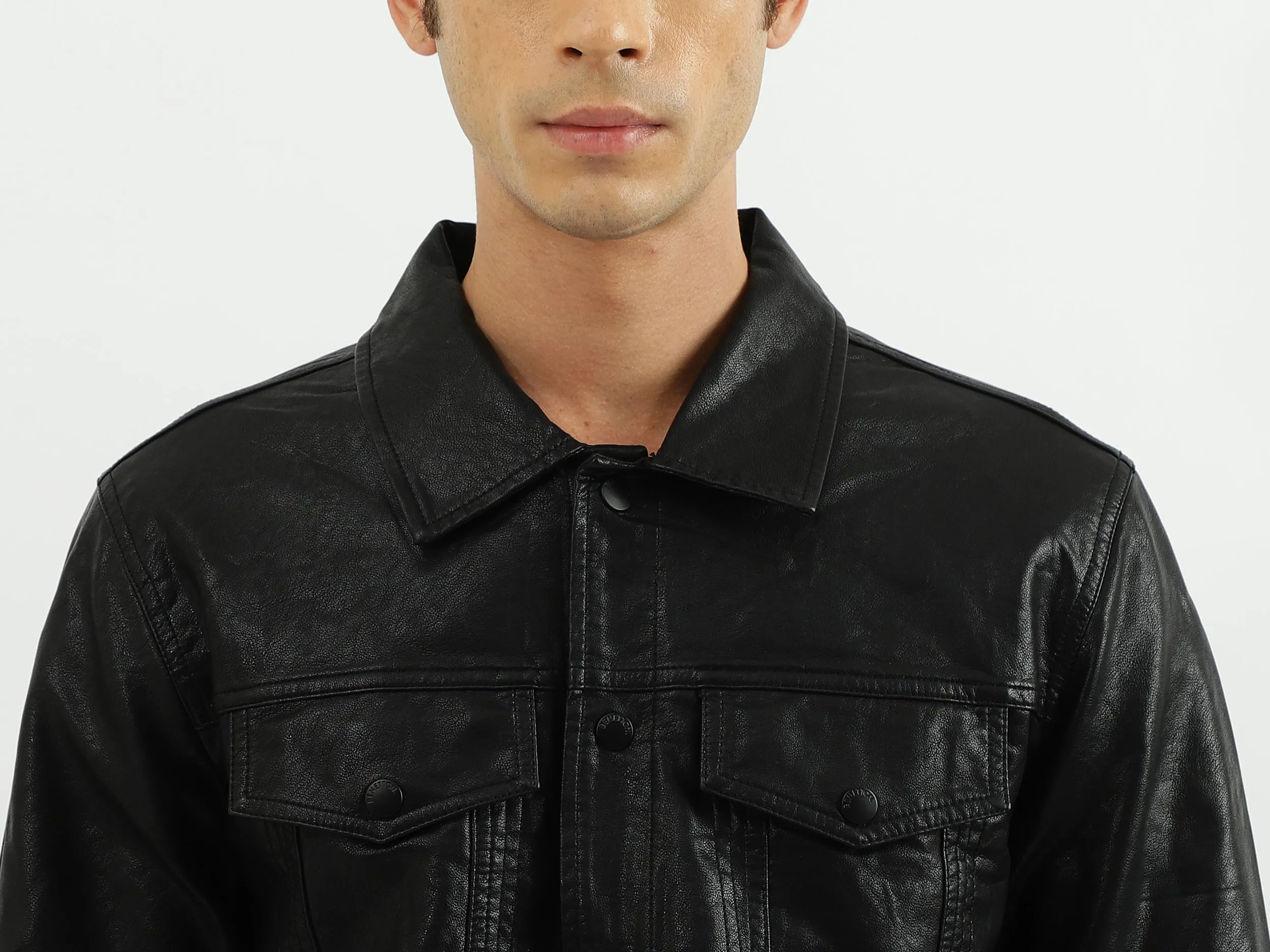 Men Solid Shirt Collar Jacket