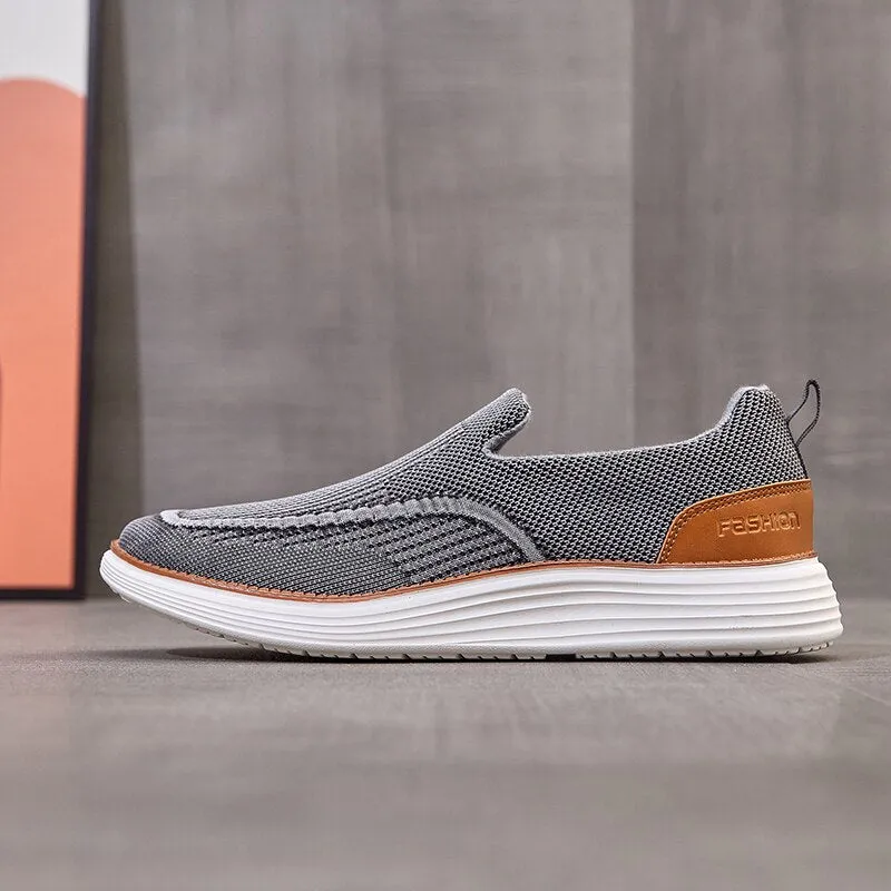 New Autumn Men's Mesh Boat Shoes Breathable Fashion Casual Shoes Soft Driving Shoes Lightweigh Slip-On Loafers Large Size 39-47