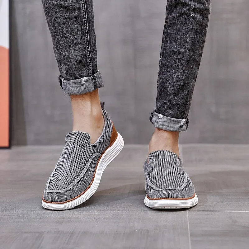 New Autumn Men's Mesh Boat Shoes Breathable Fashion Casual Shoes Soft Driving Shoes Lightweigh Slip-On Loafers Large Size 39-47