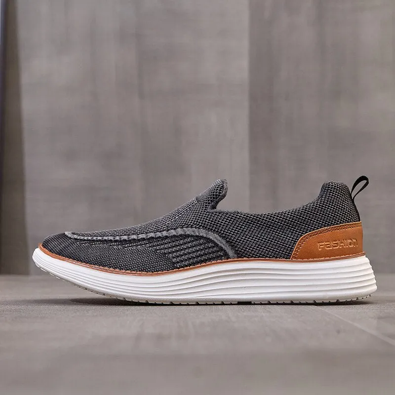 New Autumn Men's Mesh Boat Shoes Breathable Fashion Casual Shoes Soft Driving Shoes Lightweigh Slip-On Loafers Large Size 39-47