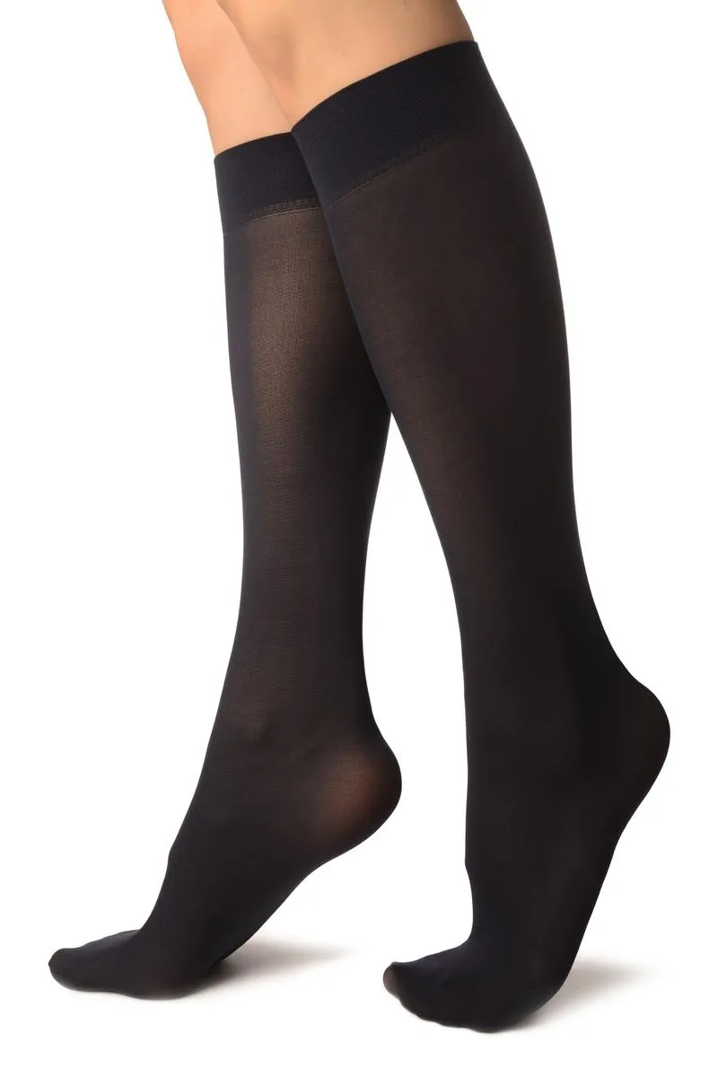 Oxford Blue Plain Socks Knee High