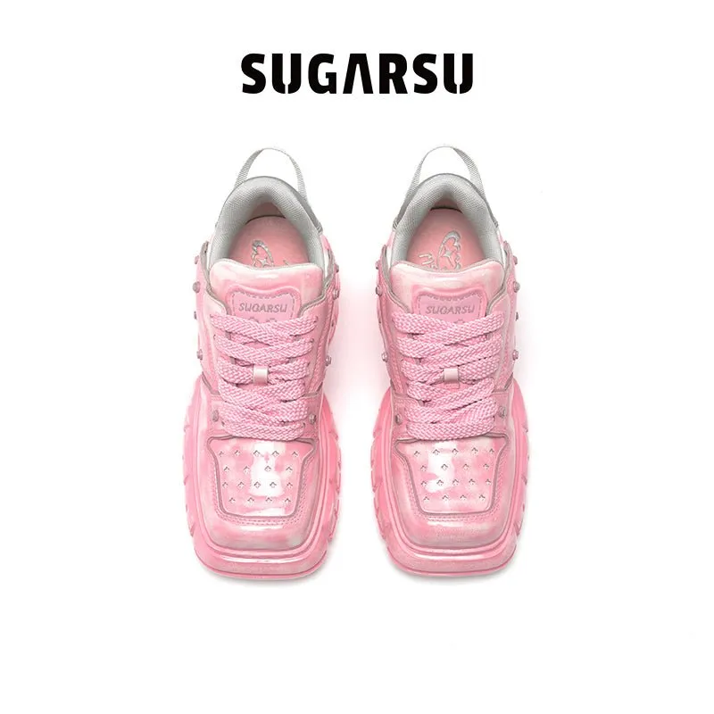 Pink Glossy Butterfly Board Shoes