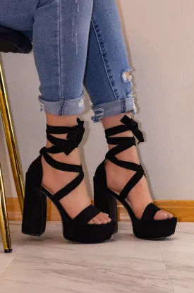 Portland - Lace Up Platform Block High Heels