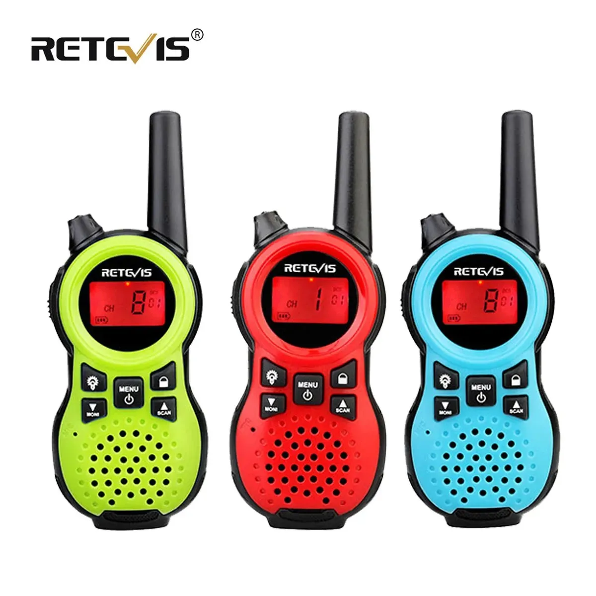 Retevis RT38 Walkie Talkie Children 3pcs FSR 462MHZ 22CH Flashlight Children's Toy Two-way Radio Birthday Gift for Boys Girls