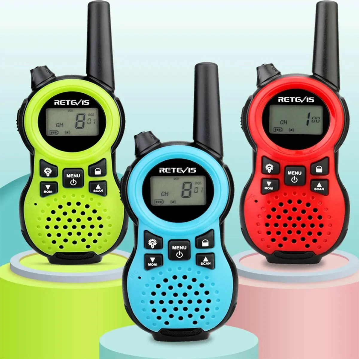 Retevis RT38 Walkie Talkie Children 3pcs FSR 462MHZ 22CH Flashlight Children's Toy Two-way Radio Birthday Gift for Boys Girls