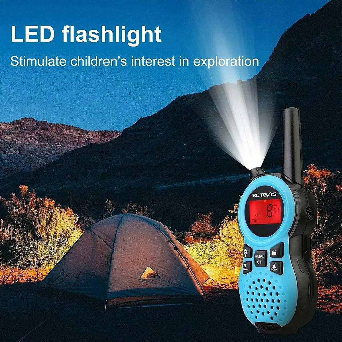 Retevis RT38 Walkie Talkie Children 3pcs FSR 462MHZ 22CH Flashlight Children's Toy Two-way Radio Birthday Gift for Boys Girls