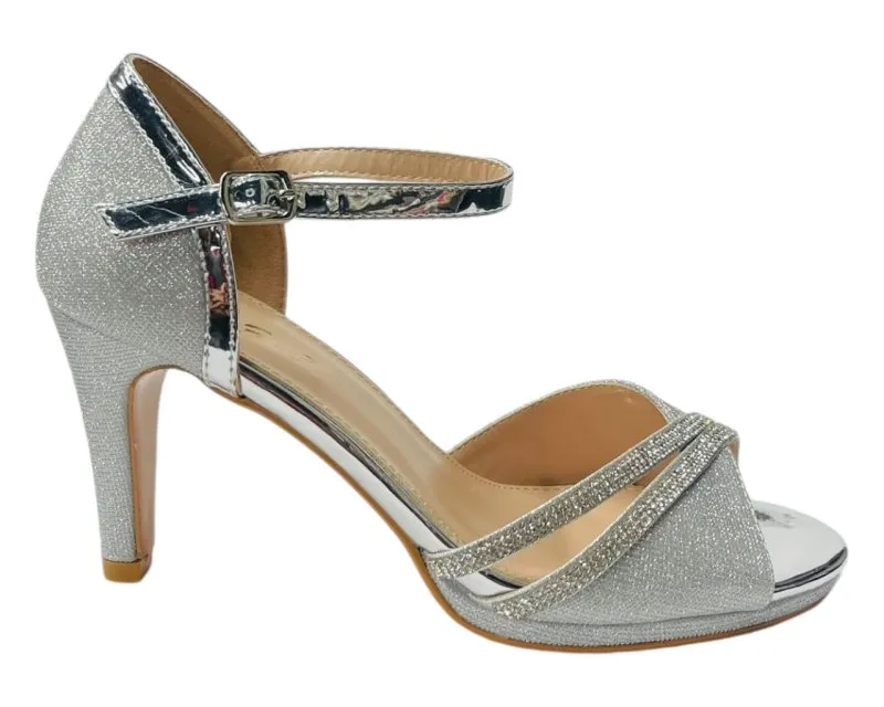 Rhinestone Glitter Ankle Strap Stiletto Heel Shoes