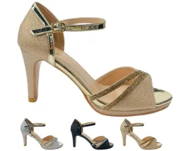 Rhinestone Glitter Ankle Strap Stiletto Heel Shoes