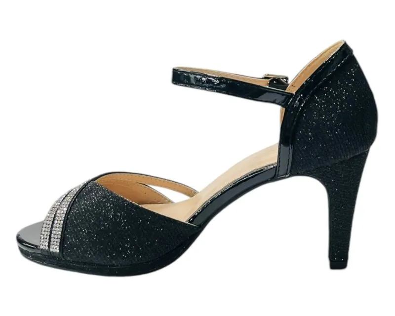 Rhinestone Glitter Ankle Strap Stiletto Heel Shoes