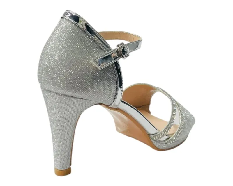 Rhinestone Glitter Ankle Strap Stiletto Heel Shoes