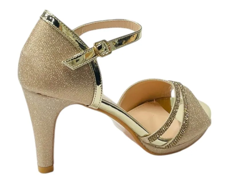Rhinestone Glitter Ankle Strap Stiletto Heel Shoes