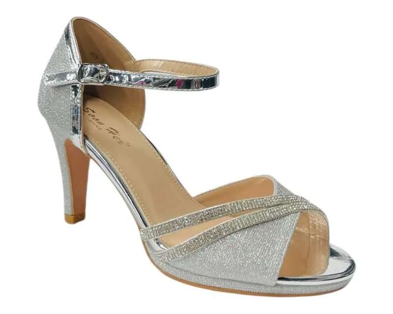 Rhinestone Glitter Ankle Strap Stiletto Heel Shoes