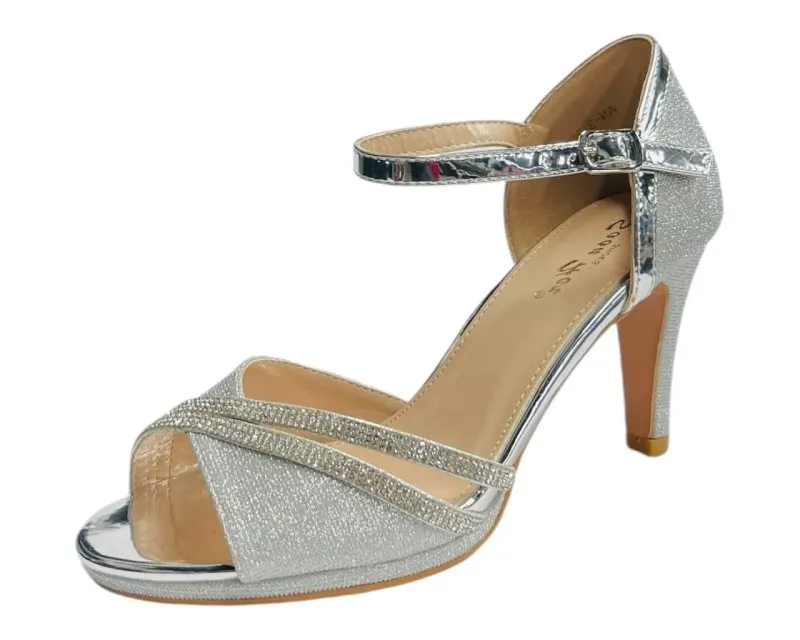 Rhinestone Glitter Ankle Strap Stiletto Heel Shoes