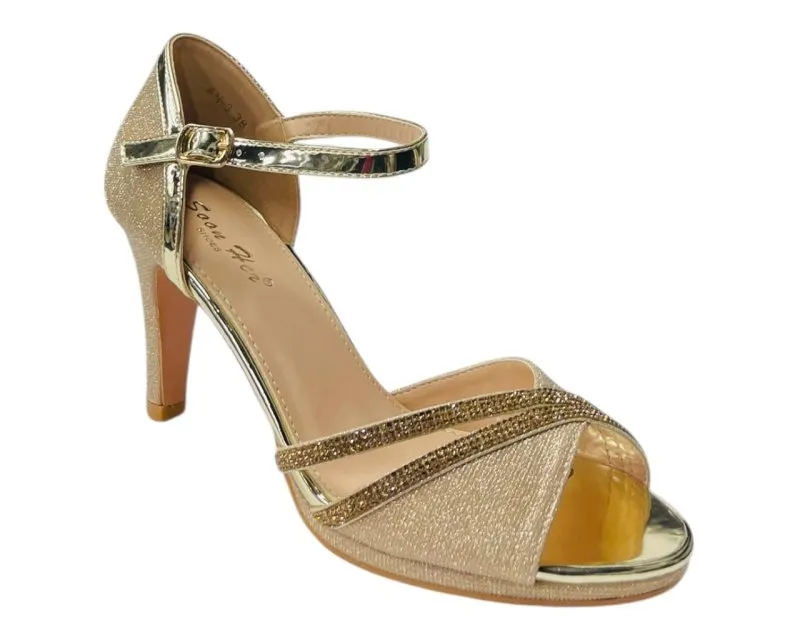 Rhinestone Glitter Ankle Strap Stiletto Heel Shoes