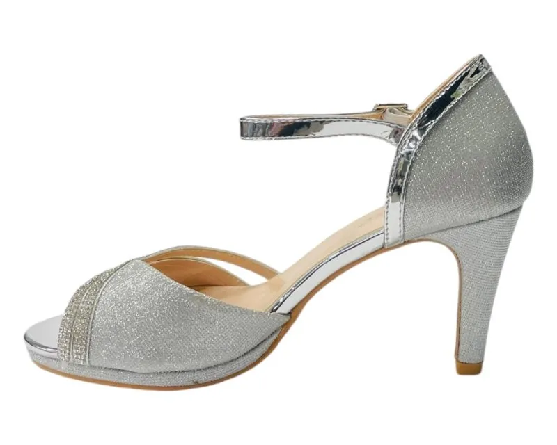 Rhinestone Glitter Ankle Strap Stiletto Heel Shoes