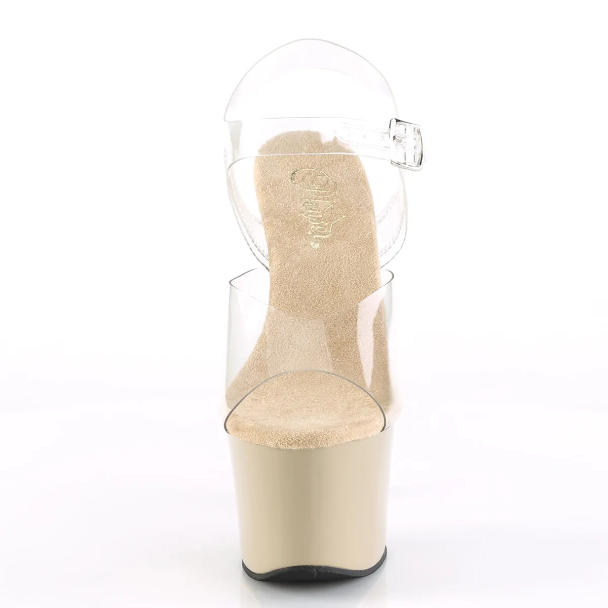 SKY-308 Pleaser Clear/Cream Sexy Platform Shoes (Pole Dancing Heels)