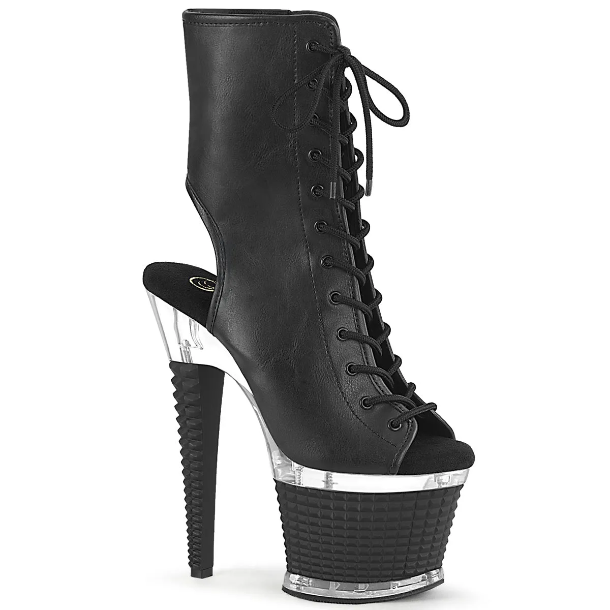 SPECTATOR-1016 Pleaser Black Faux Leather Sexy Platform Shoes (Pole Dancing Heels)