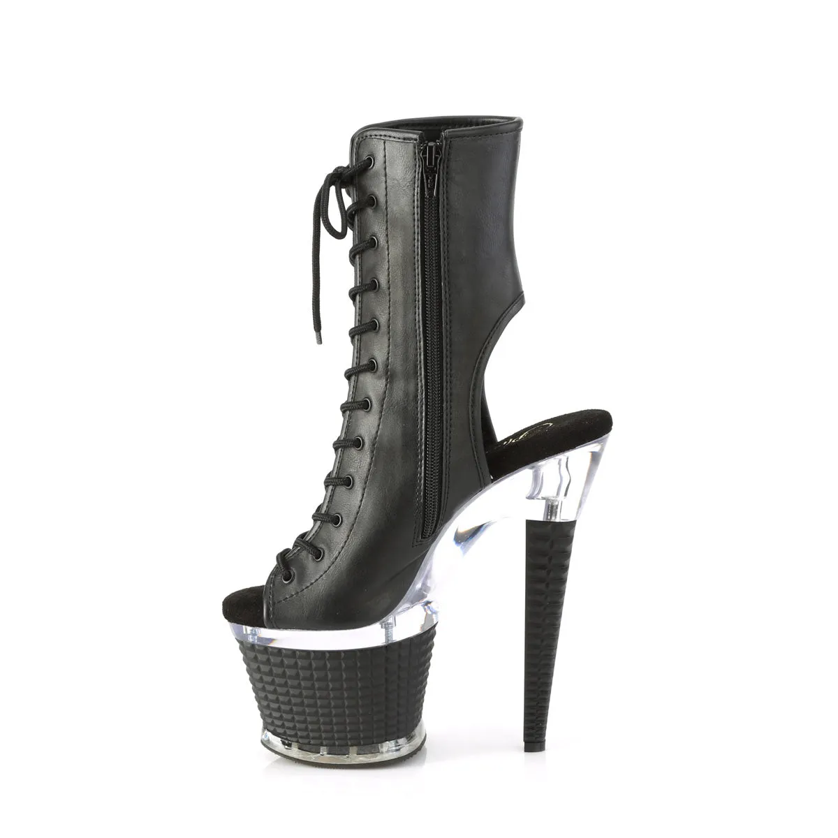 SPECTATOR-1016 Pleaser Black Faux Leather Sexy Platform Shoes (Pole Dancing Heels)