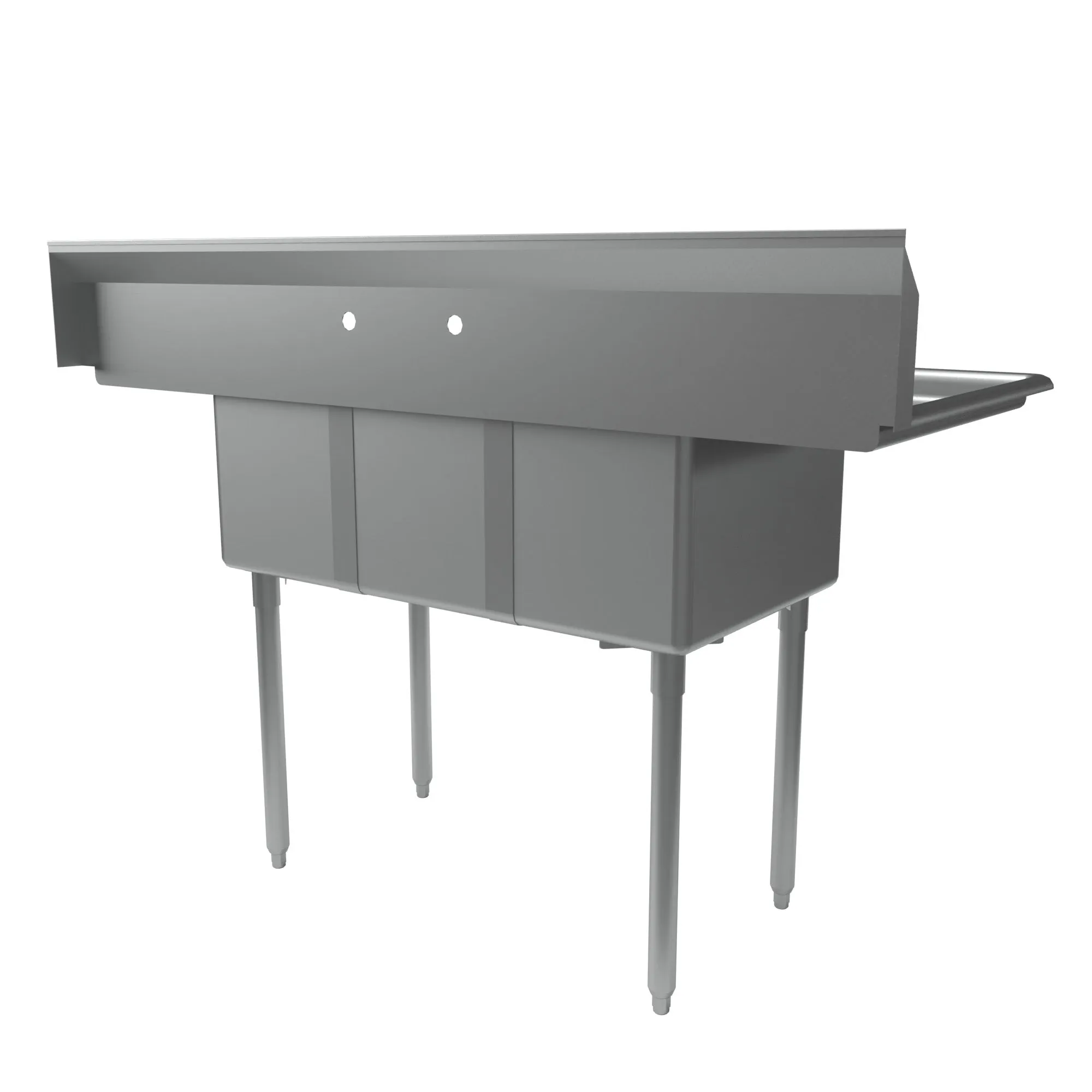 S/S 3 Compartments Convenience Store Sink Dual 12" Drainboards 12" x 20" x 12" D