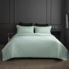 Stitch Taupe Reversible Quilt Set with Pillow Shams - Ultra Soft Microfiber