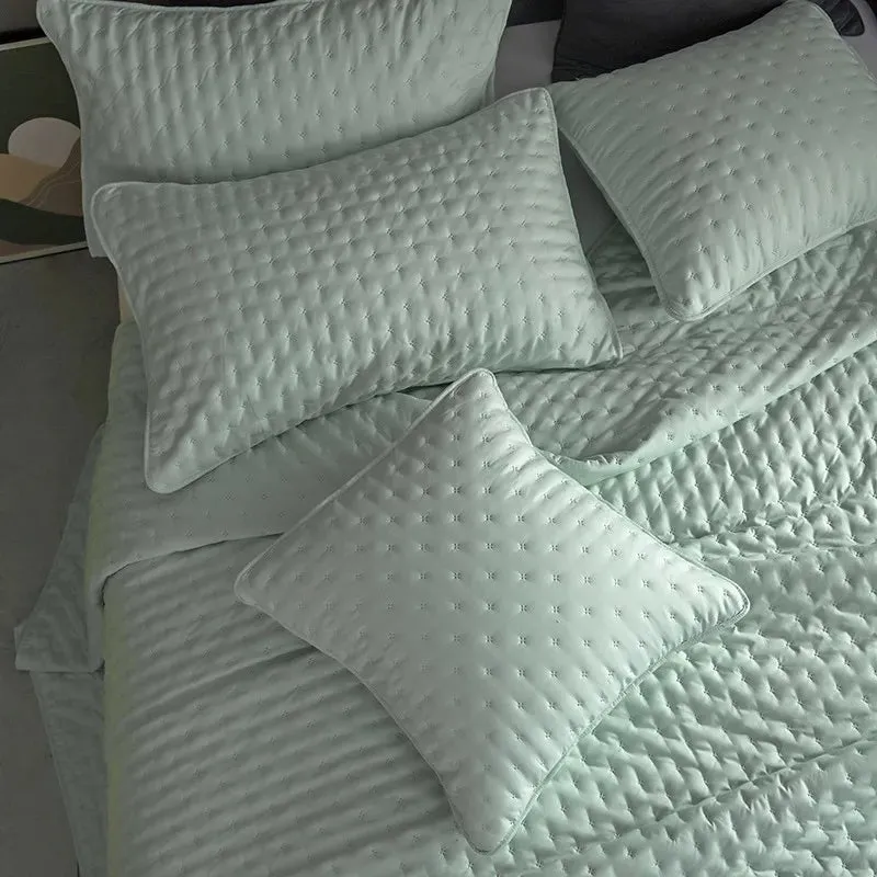 Stitch Taupe Reversible Quilt Set with Pillow Shams - Ultra Soft Microfiber