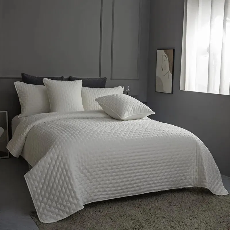 Stitch Taupe Reversible Quilt Set with Pillow Shams - Ultra Soft Microfiber