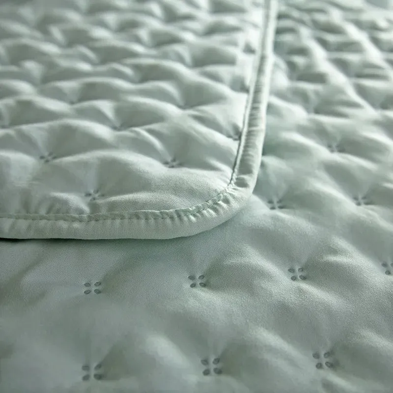 Stitch Taupe Reversible Quilt Set with Pillow Shams - Ultra Soft Microfiber