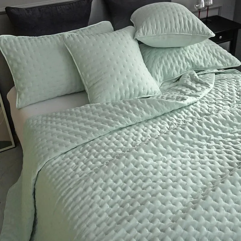 Stitch Taupe Reversible Quilt Set with Pillow Shams - Ultra Soft Microfiber