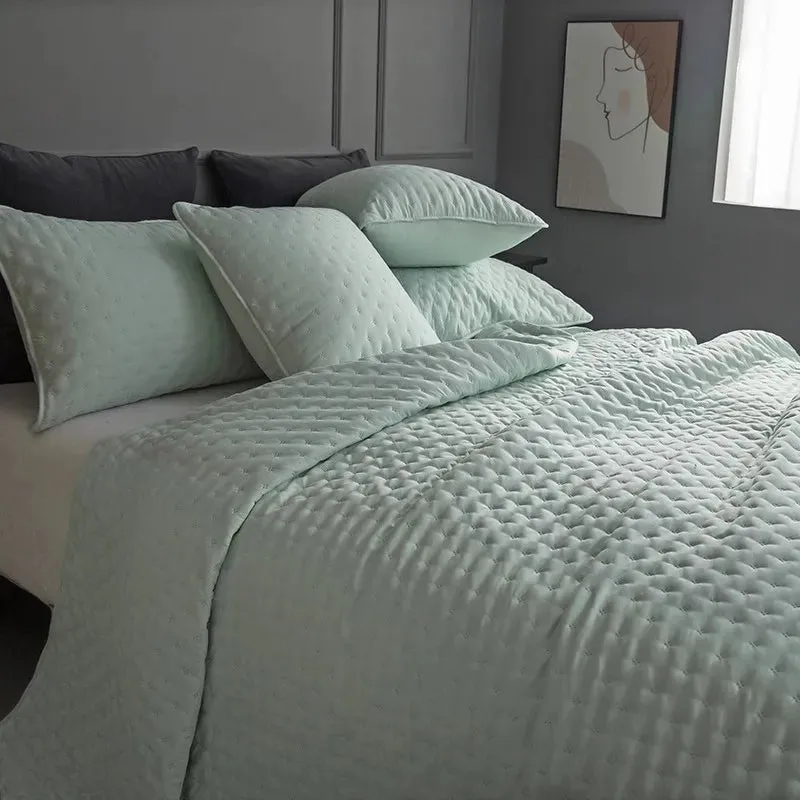 Stitch Taupe Reversible Quilt Set with Pillow Shams - Ultra Soft Microfiber