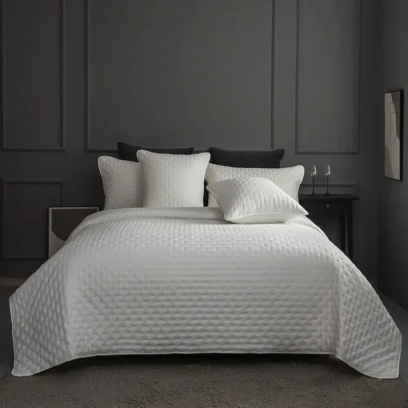 Stitch Taupe Reversible Quilt Set with Pillow Shams - Ultra Soft Microfiber