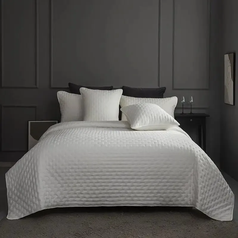 Stitch Taupe Reversible Quilt Set with Pillow Shams - Ultra Soft Microfiber