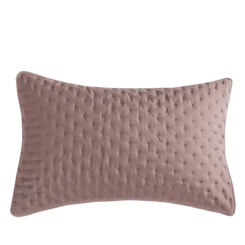 Stitch Taupe Reversible Quilt Set with Pillow Shams - Ultra Soft Microfiber