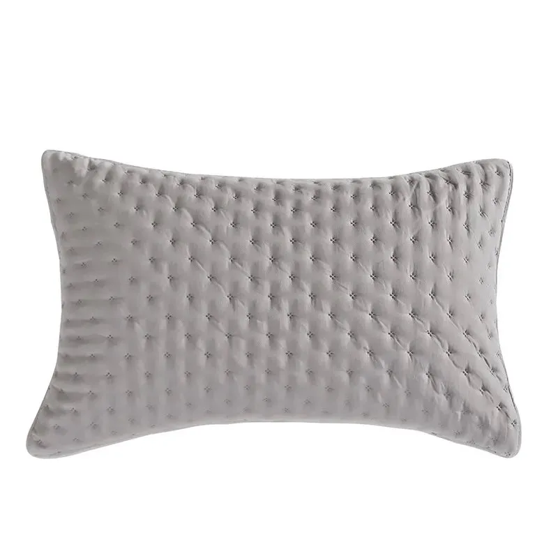 Stitch Taupe Reversible Quilt Set with Pillow Shams - Ultra Soft Microfiber