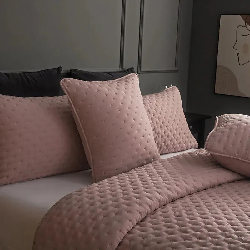 Stitch Taupe Reversible Quilt Set with Pillow Shams - Ultra Soft Microfiber