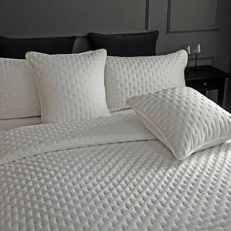 Stitch Taupe Reversible Quilt Set with Pillow Shams - Ultra Soft Microfiber