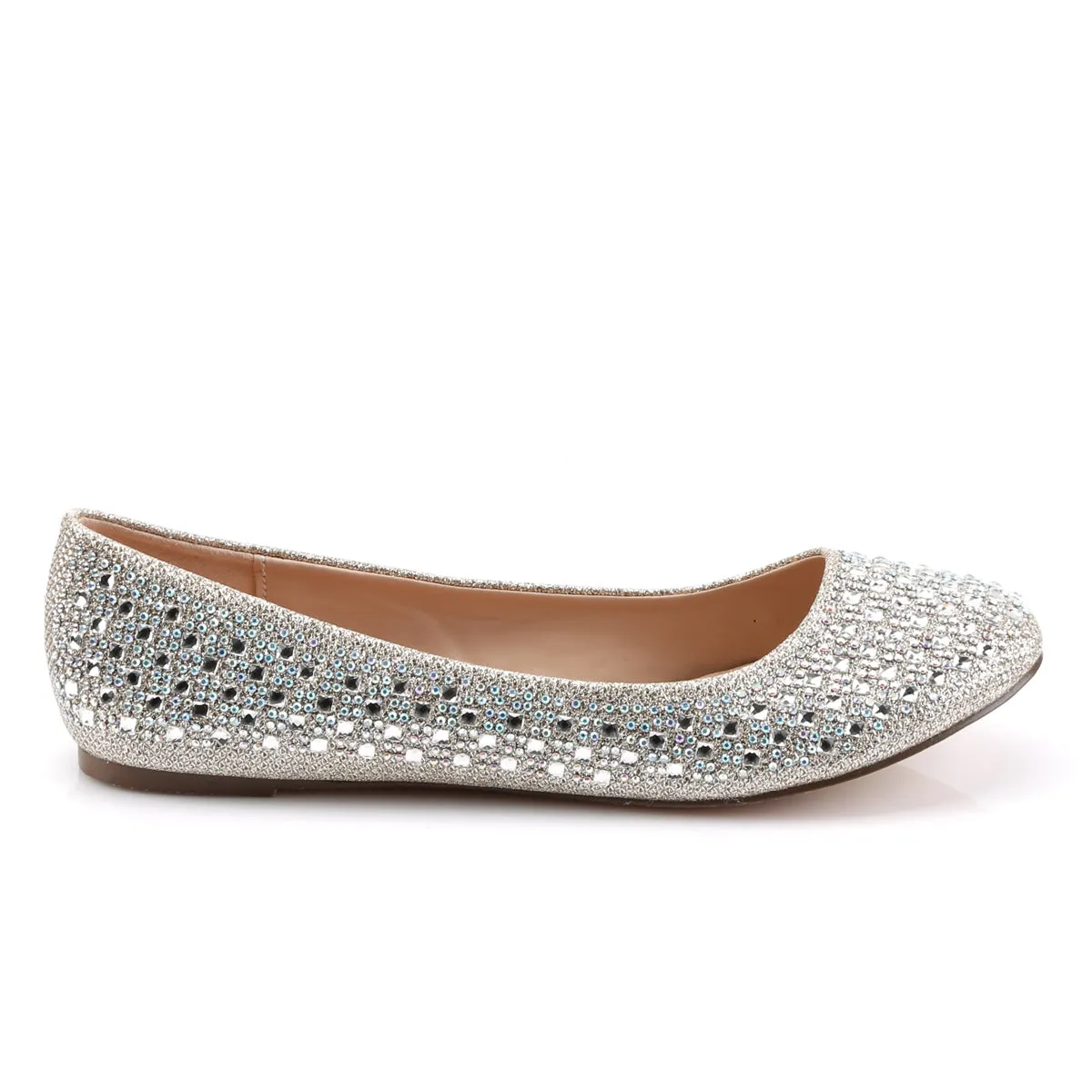 TREAT-06 Fabulicious Flats Treat Nude Glitter Mesh Fabric Sexy Shoes (High Heels)