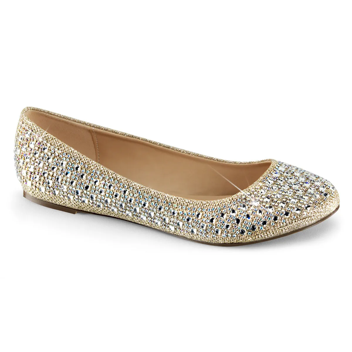 TREAT-06 Fabulicious Flats Treat Nude Glitter Mesh Fabric Sexy Shoes (High Heels)