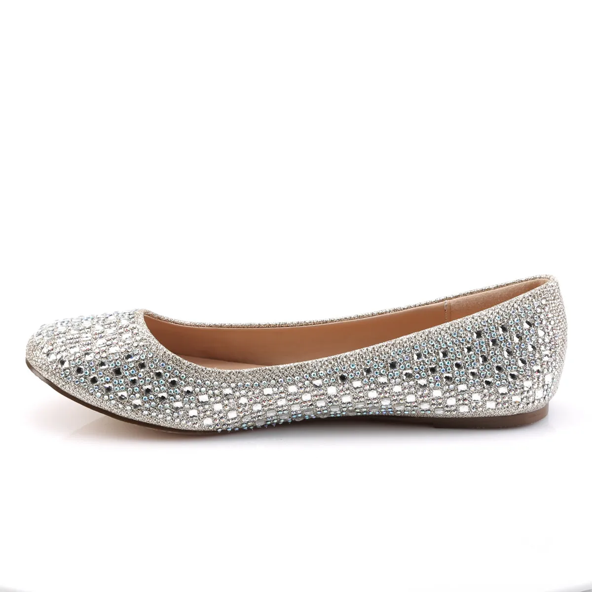 TREAT-06 Fabulicious Flats Treat Nude Glitter Mesh Fabric Sexy Shoes (High Heels)