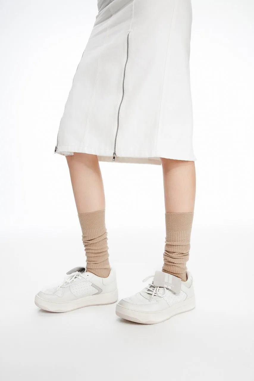 White Thick Sole Skateboard Shoes