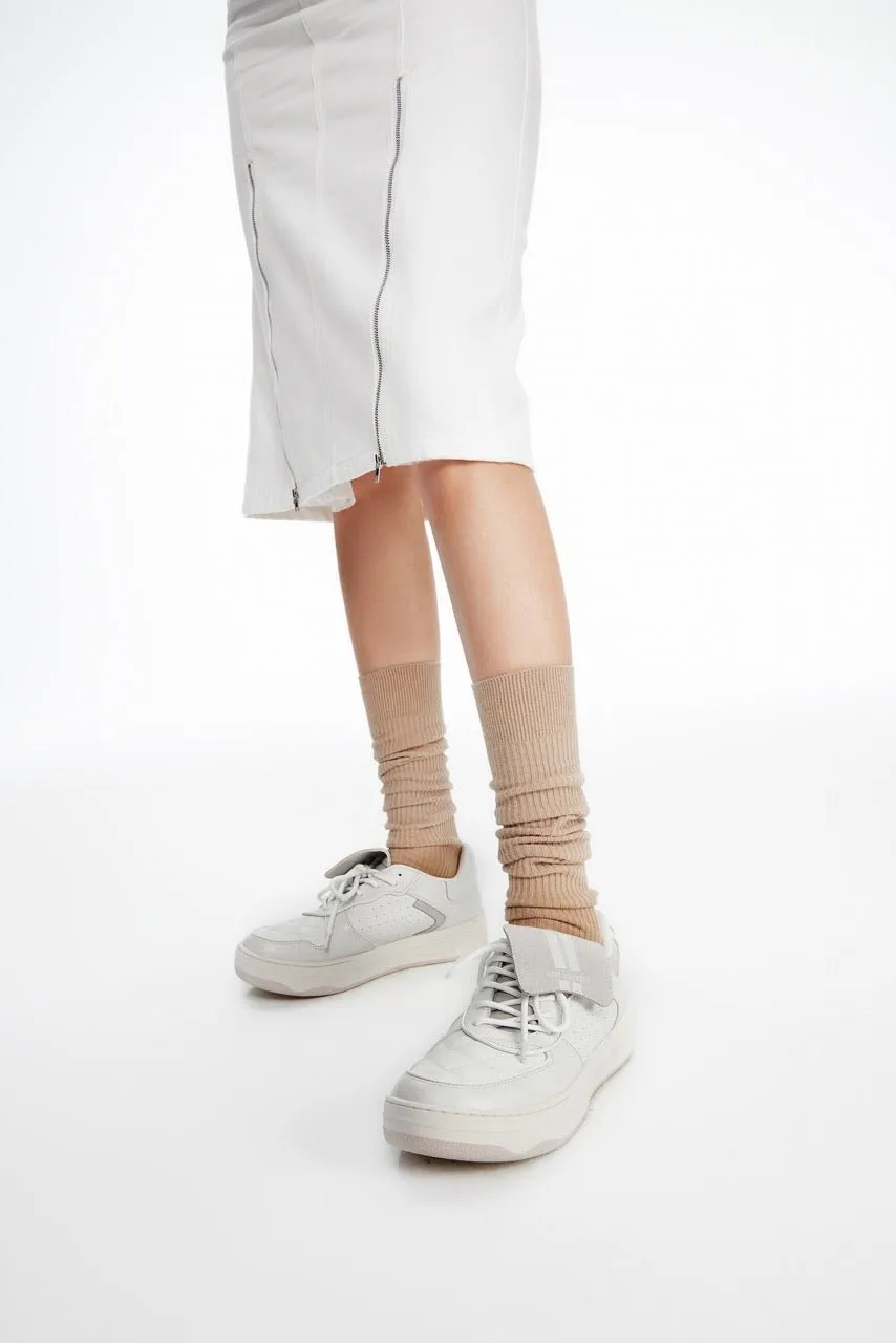 White Thick Sole Skateboard Shoes
